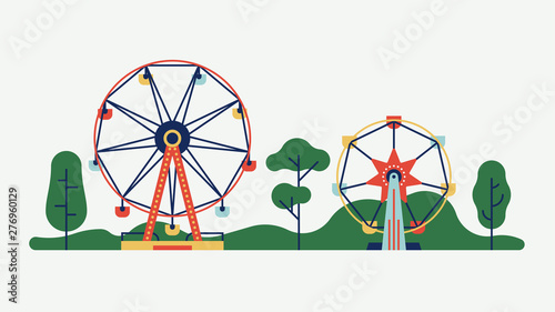 Amusement park ferris wheels