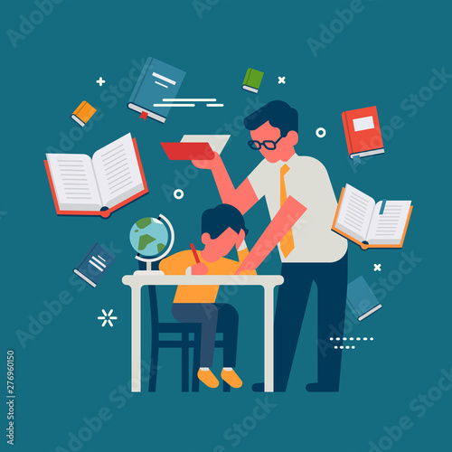 Teacher with student concept
