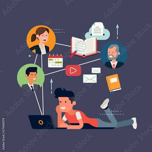 Man graduating online