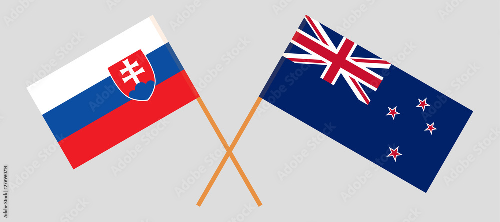 Crossed New Zealand and Slovakian flags
