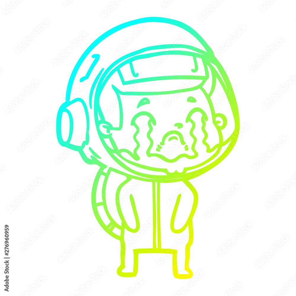 cold gradient line drawing cartoon crying astronaut cold gradient line drawing cartoon crying astronaut