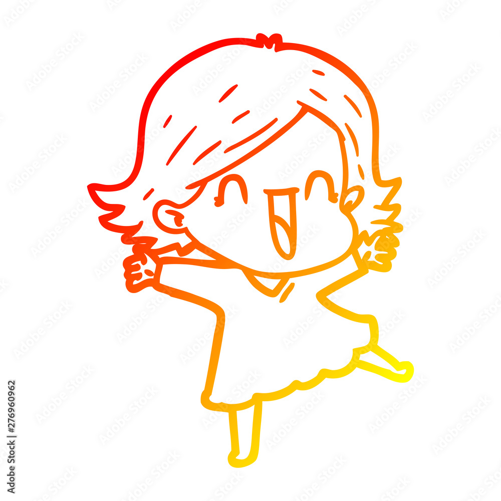 warm gradient line drawing cartoon laughing woman warm gradient line drawing cartoon laughing woman