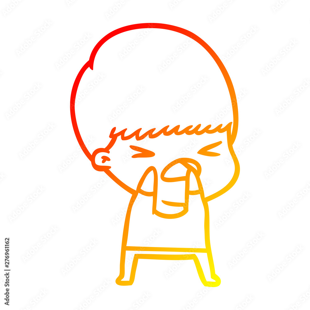 warm gradient line drawing cartoon stressed man