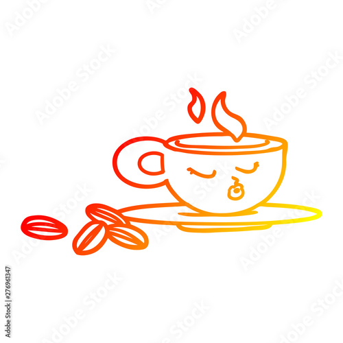 warm gradient line drawing cartoon espresso mug