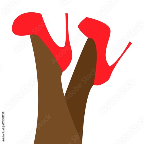 beautiful legs of a dark-skinned woman and red-heeled shoes. women's rights, equality