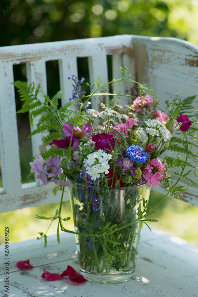 Fototapeta premium Colorful wild flower bouquet in a summer garden