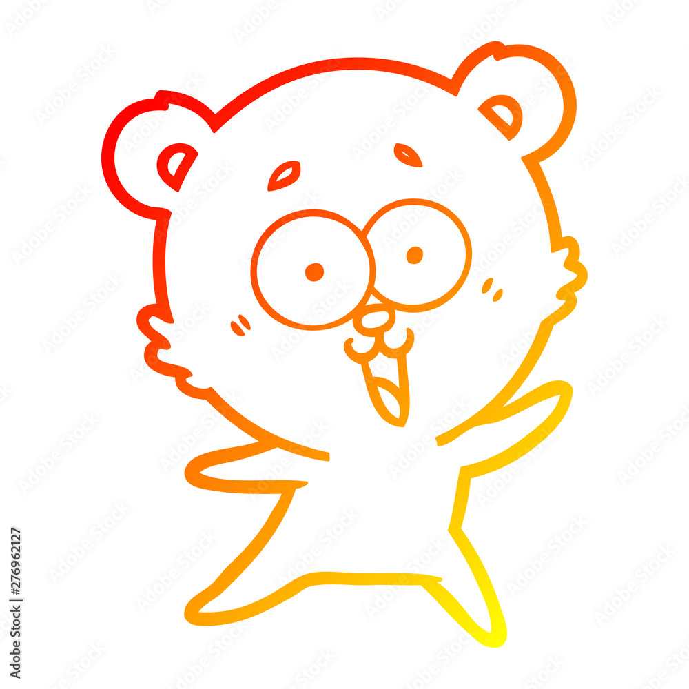 Obraz premium warm gradient line drawing laughing teddy bear cartoon