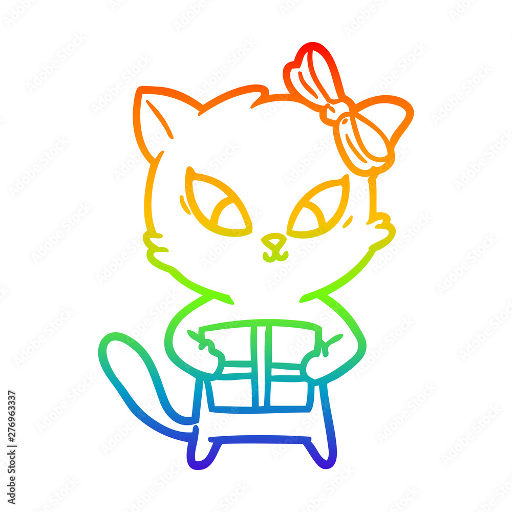 rainbow gradient line drawing cartoon cat rainbow gradient line drawing cartoon cat