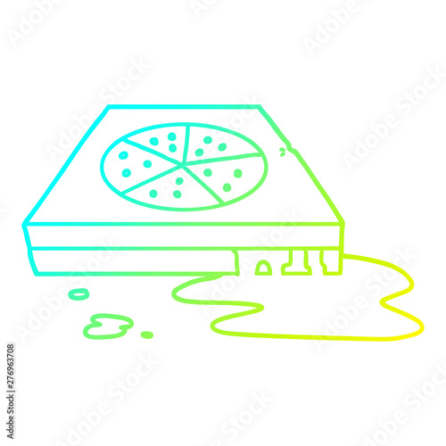 cold gradient line drawing cartoon greasy pizza