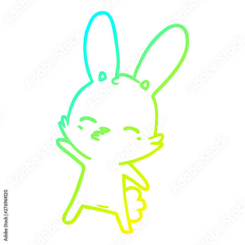 cold gradient line drawing curious bunny cartoon