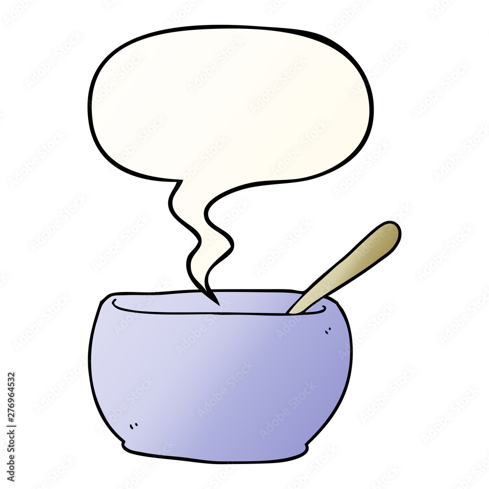 cartoon soup bowl and speech bubble in smooth gradient style cartoon soup bowl and speech bubble in smooth gradient style