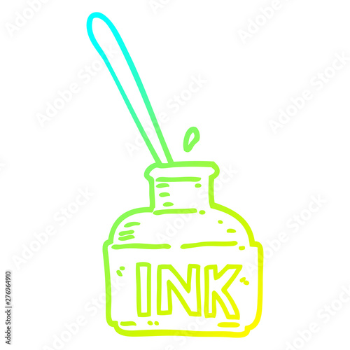cold gradient line drawing cartoon ink bottle