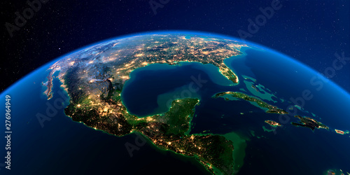 Detailed Earth at night. The eastern part of India, Bangladesh, Nepal, Bhutan, Myanmar, west of Thailand photo