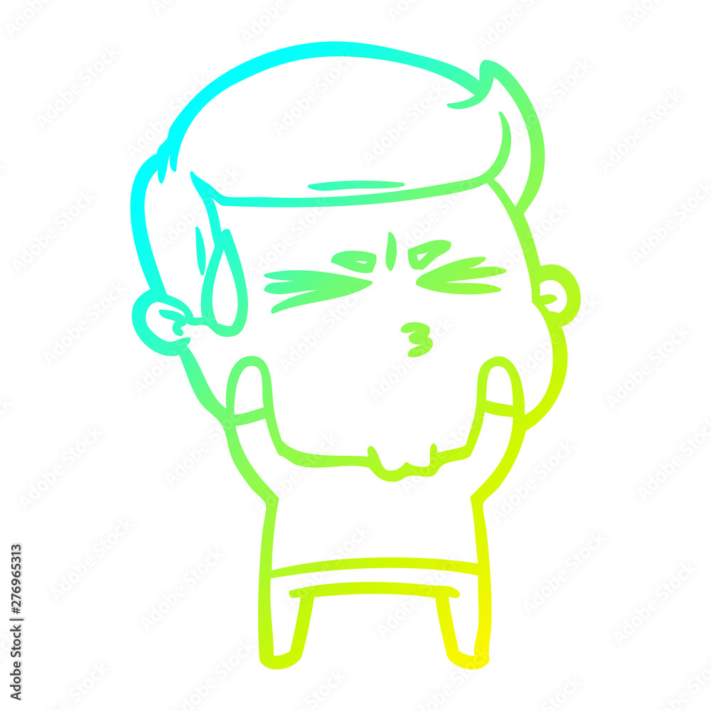 cold gradient line drawing cartoon frustrated man cold gradient line drawing cartoon frustrated man