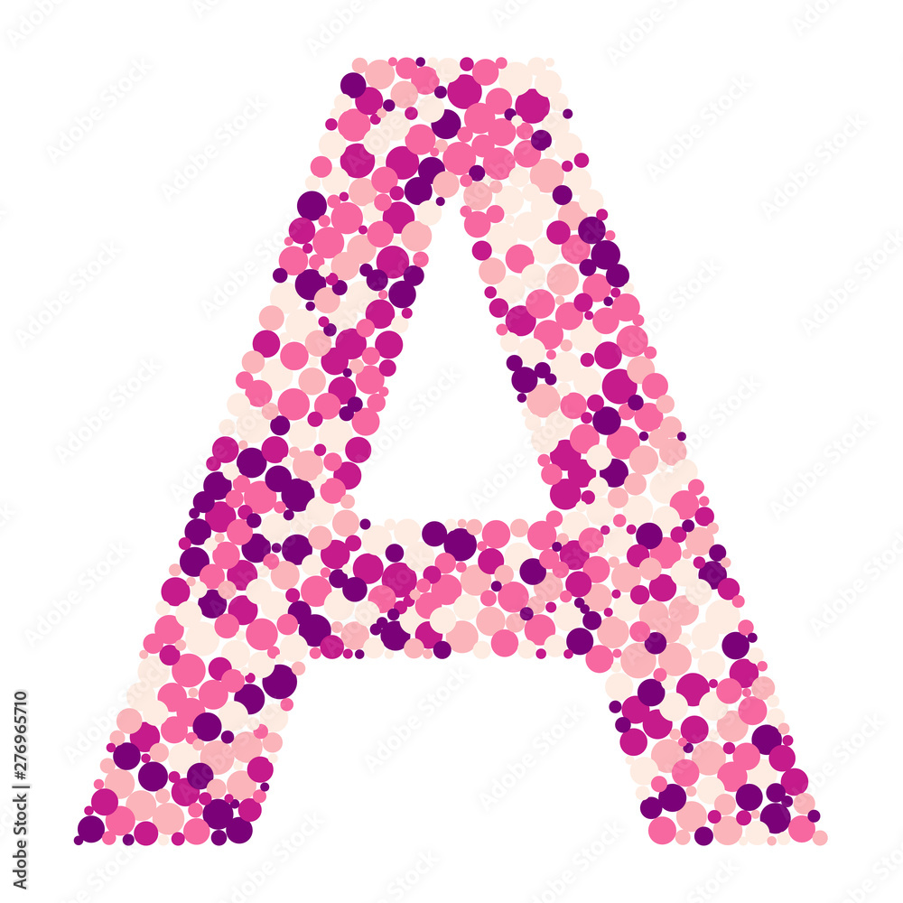 A letter color distributed circles dots illustration A letter color distributed circles dots illustration