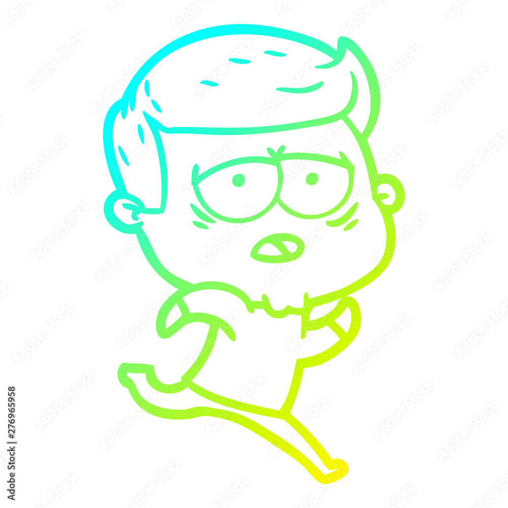 cold gradient line drawing cartoon tired man cold gradient line drawing cartoon tired man