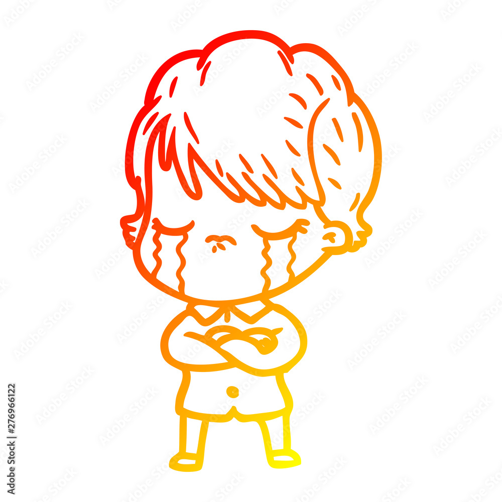 warm gradient line drawing cartoon woman crying warm gradient line drawing cartoon woman crying