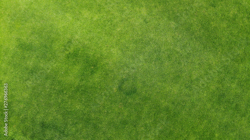 Aerial. Green grass texture background. Top view from drone. photo