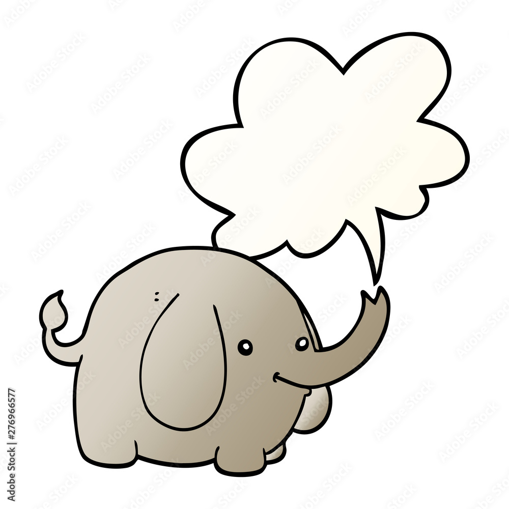 cartoon elephant and speech bubble in smooth gradient style cartoon elephant and speech bubble in smooth gradient style
