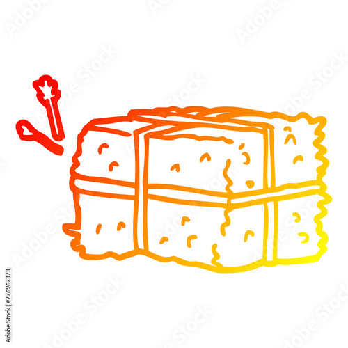 warm gradient line drawing cartoon bale of hay