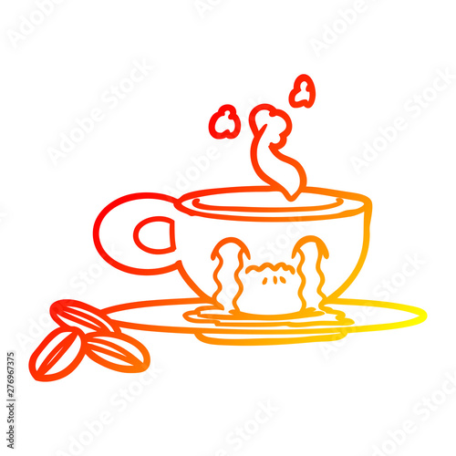 warm gradient line drawing cartoon crying espresso mug