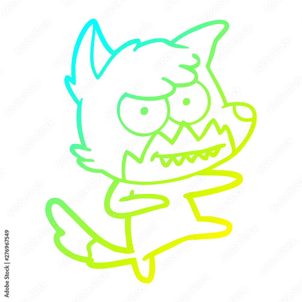 cold gradient line drawing cartoon grinning fox cold gradient line drawing cartoon grinning fox