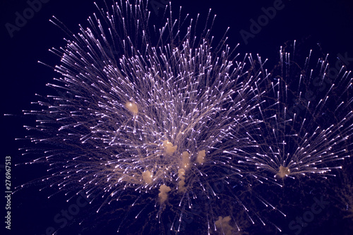 Cheap large sparkling fireworks  white  haze  night sky  background texture