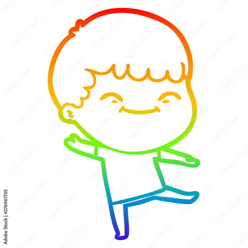 rainbow gradient line drawing cartoon happy boy rainbow gradient line drawing cartoon happy boy