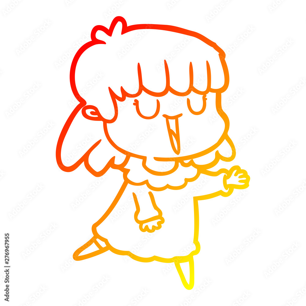 warm gradient line drawing cartoon woman warm gradient line drawing cartoon woman