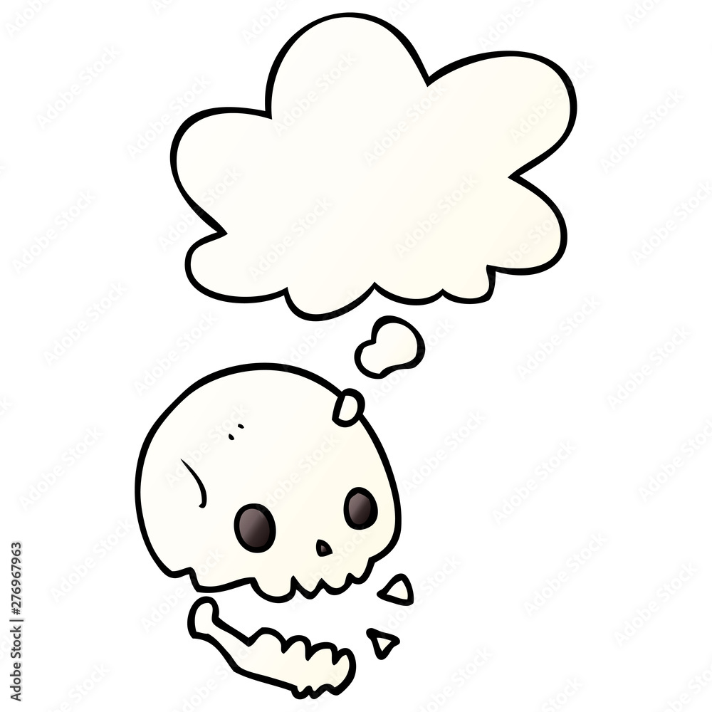 cartoon spooky skull and thought bubble in smooth gradient style cartoon spooky skull and thought bubble in smooth gradient style