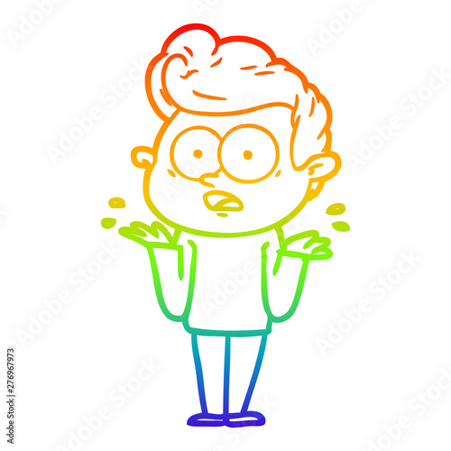 rainbow gradient line drawing cartoon staring man