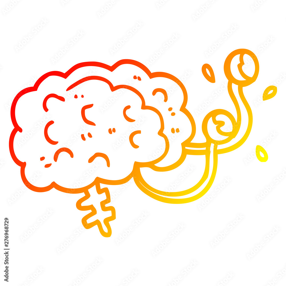 warm gradient line drawing cartoon monster brain warm gradient line drawing cartoon monster brain