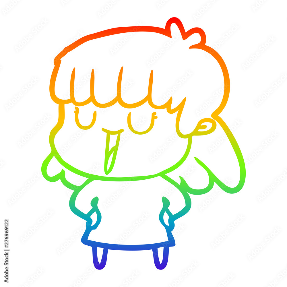 rainbow gradient line drawing cartoon woman laughing rainbow gradient line drawing cartoon woman laughing