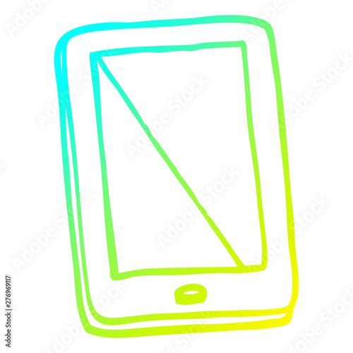 cold gradient line drawing cartoon computer tablet