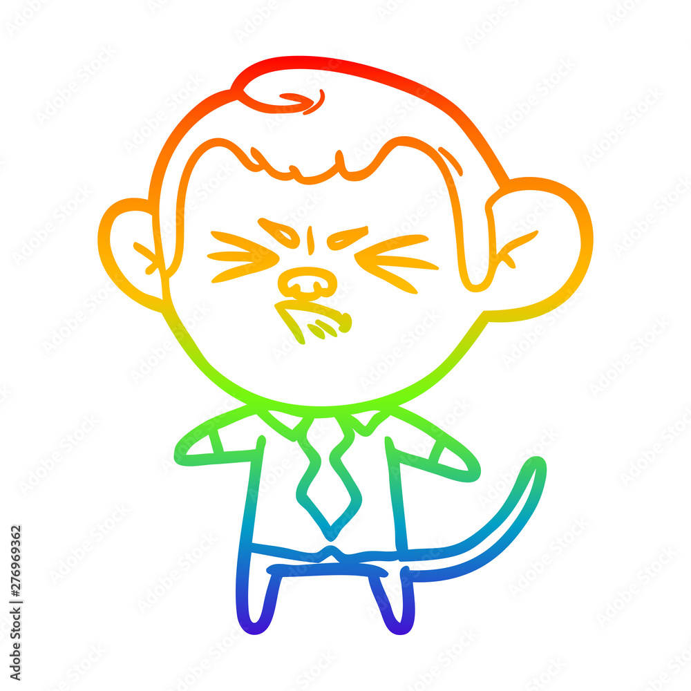 rainbow gradient line drawing cartoon annoyed monkey rainbow gradient line drawing cartoon annoyed monkey