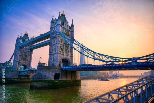 Tower Bridge across the River Thames in London  UK.