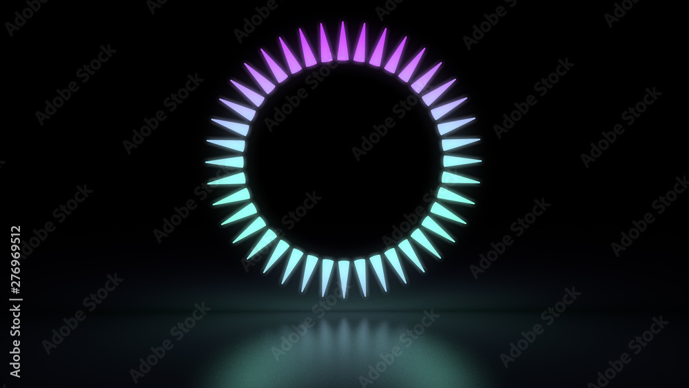 Energy Ring 3D render with reflection on Black Dark Background. Purple and Blue Gradient Illumination Energy Ring 3D render with reflection on Black Dark Background. Purple and Blue Gradient Illumination