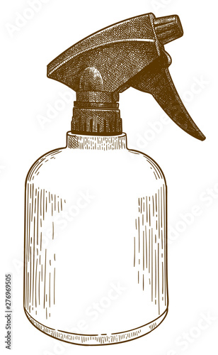 engraving illustration of spray bottle