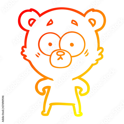 warm gradient line drawing surprised bear cartoon