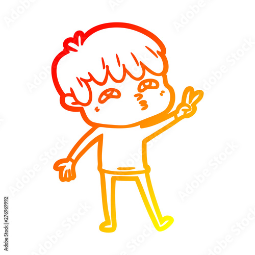 warm gradient line drawing cartoon curious man