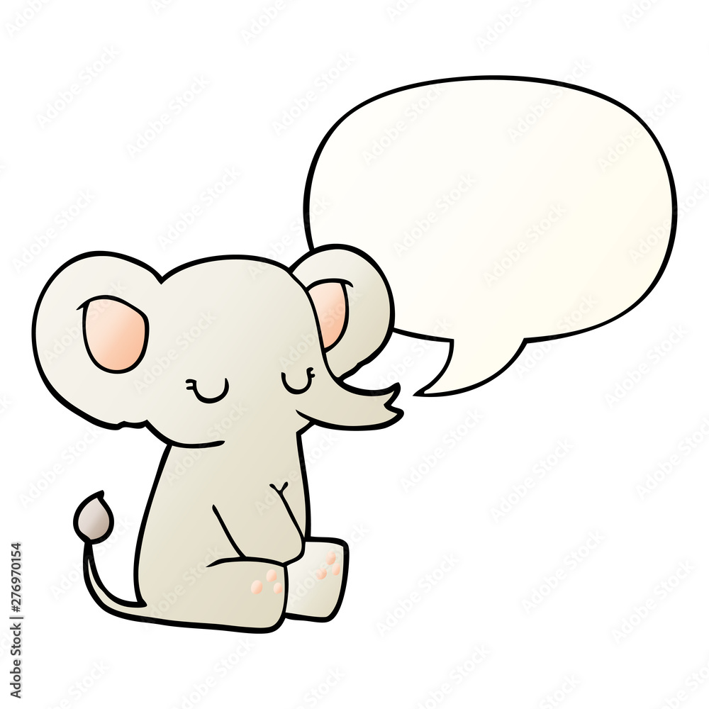 cartoon elephant and speech bubble in smooth gradient style cartoon elephant and speech bubble in smooth gradient style