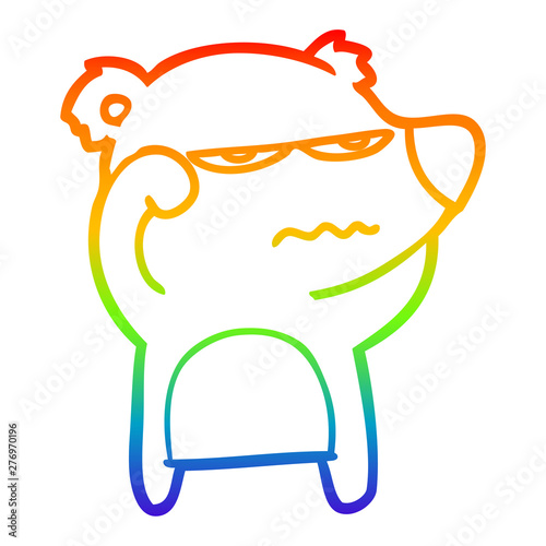rainbow gradient line drawing angry bear polar cartoon