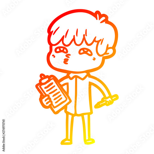 warm gradient line drawing cartoon curious man