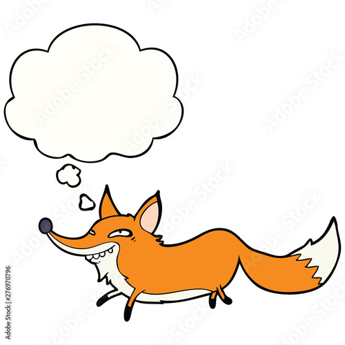 cartoon sly fox and thought bubble