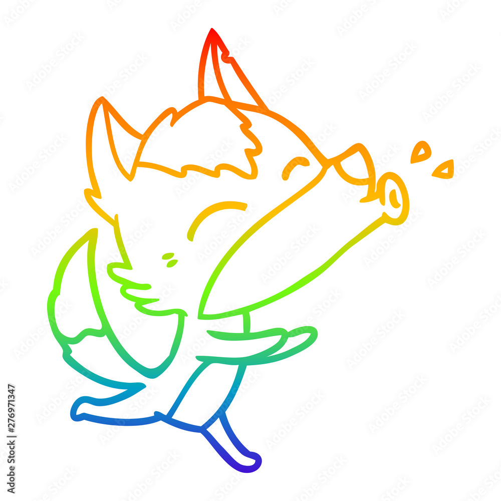 rainbow gradient line drawing howling wolf cartoon rainbow gradient line drawing howling wolf cartoon
