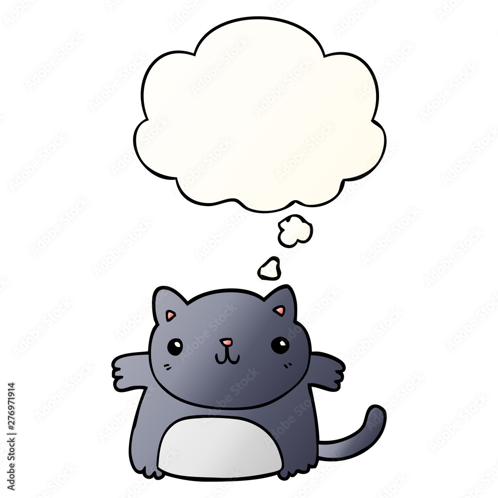 cartoon cat and thought bubble in smooth gradient style cartoon cat and thought bubble in smooth gradient style