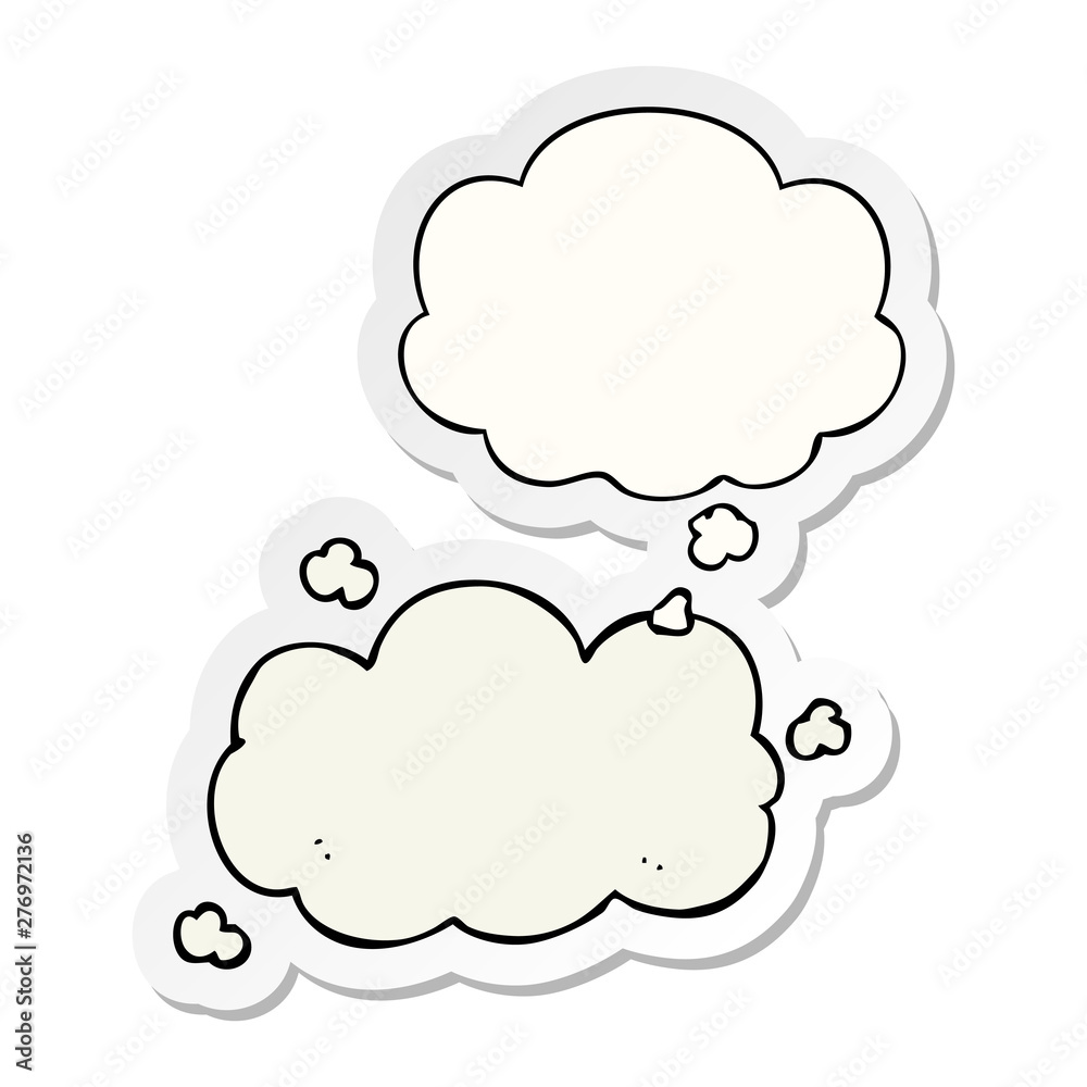 cartoon cloud and thought bubble as a printed sticker cartoon cloud and thought bubble as a printed sticker