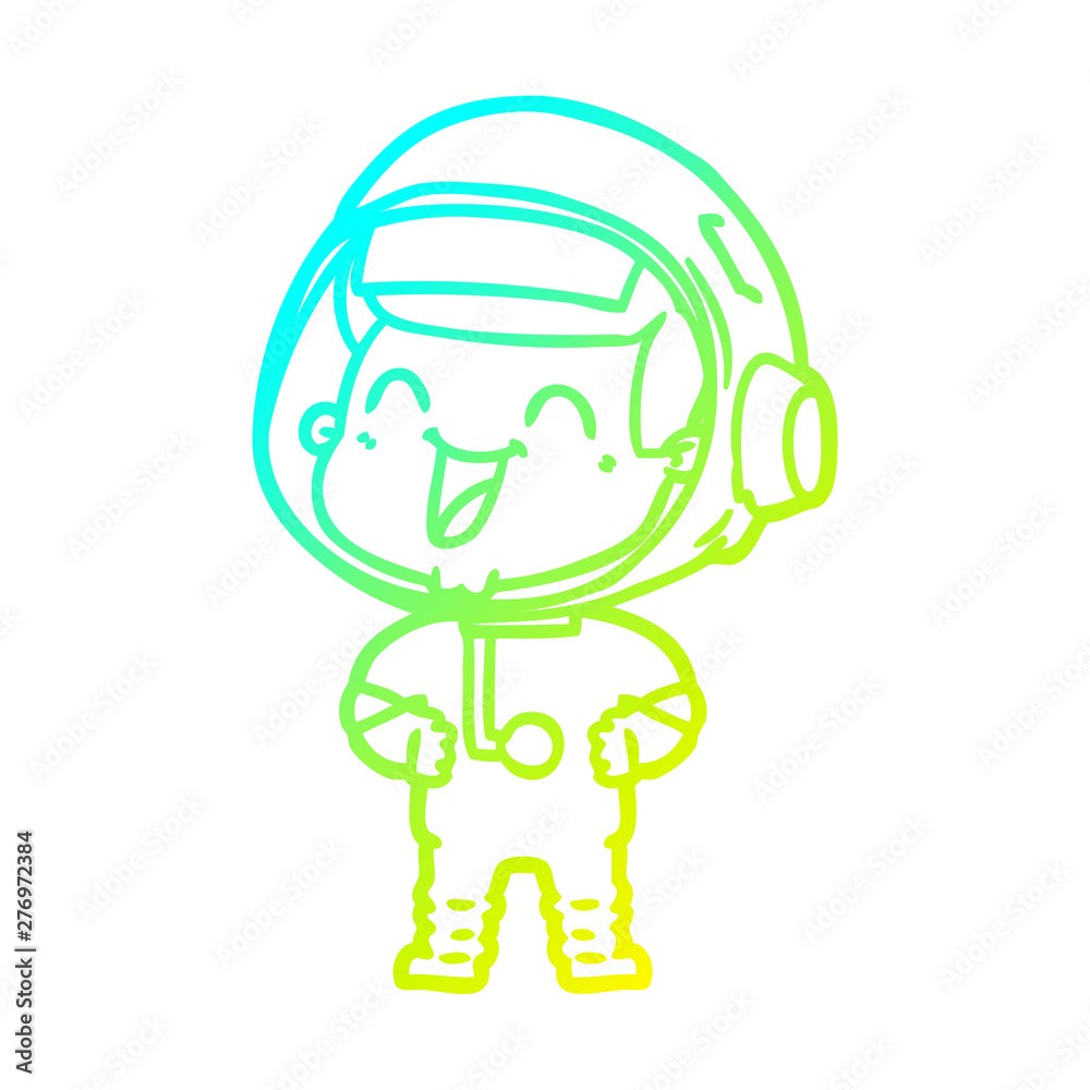 cold gradient line drawing happy cartoon astronaut cold gradient line drawing happy cartoon astronaut