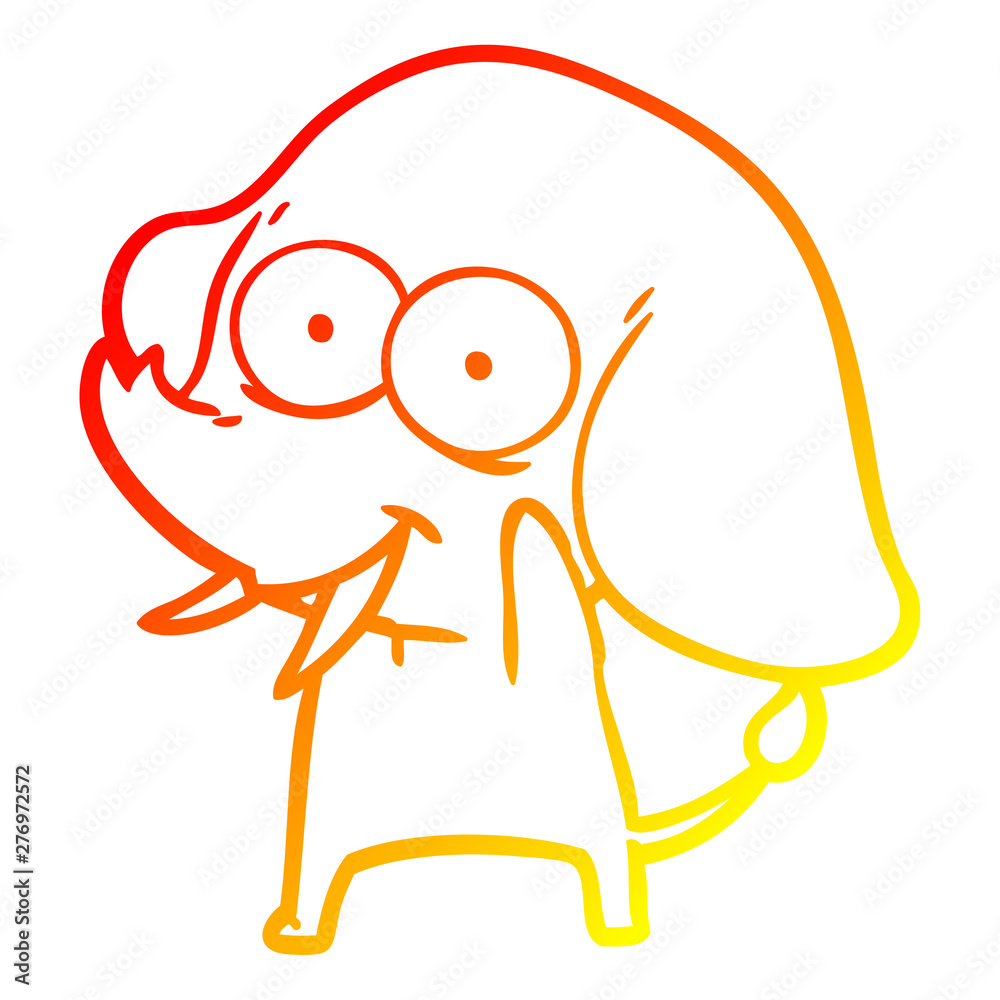 warm gradient line drawing happy cartoon elephant warm gradient line drawing happy cartoon elephant