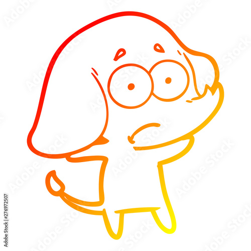 warm gradient line drawing cartoon unsure elephant